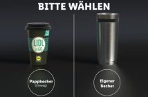 Lidl: Mit eigenen Bechern an Getränkeautomaten Lidl Becher