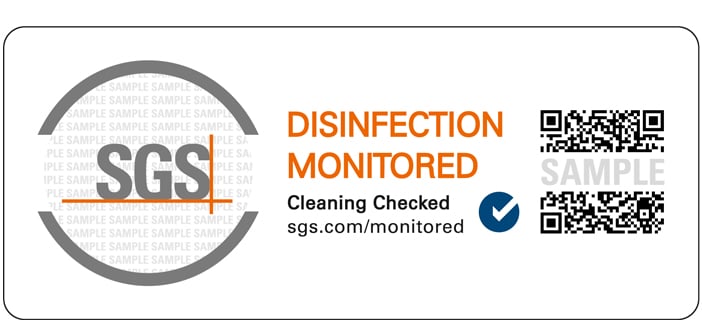 "Disinfection Monitored“ Prüfzeichens des SGS Institut Fresenius